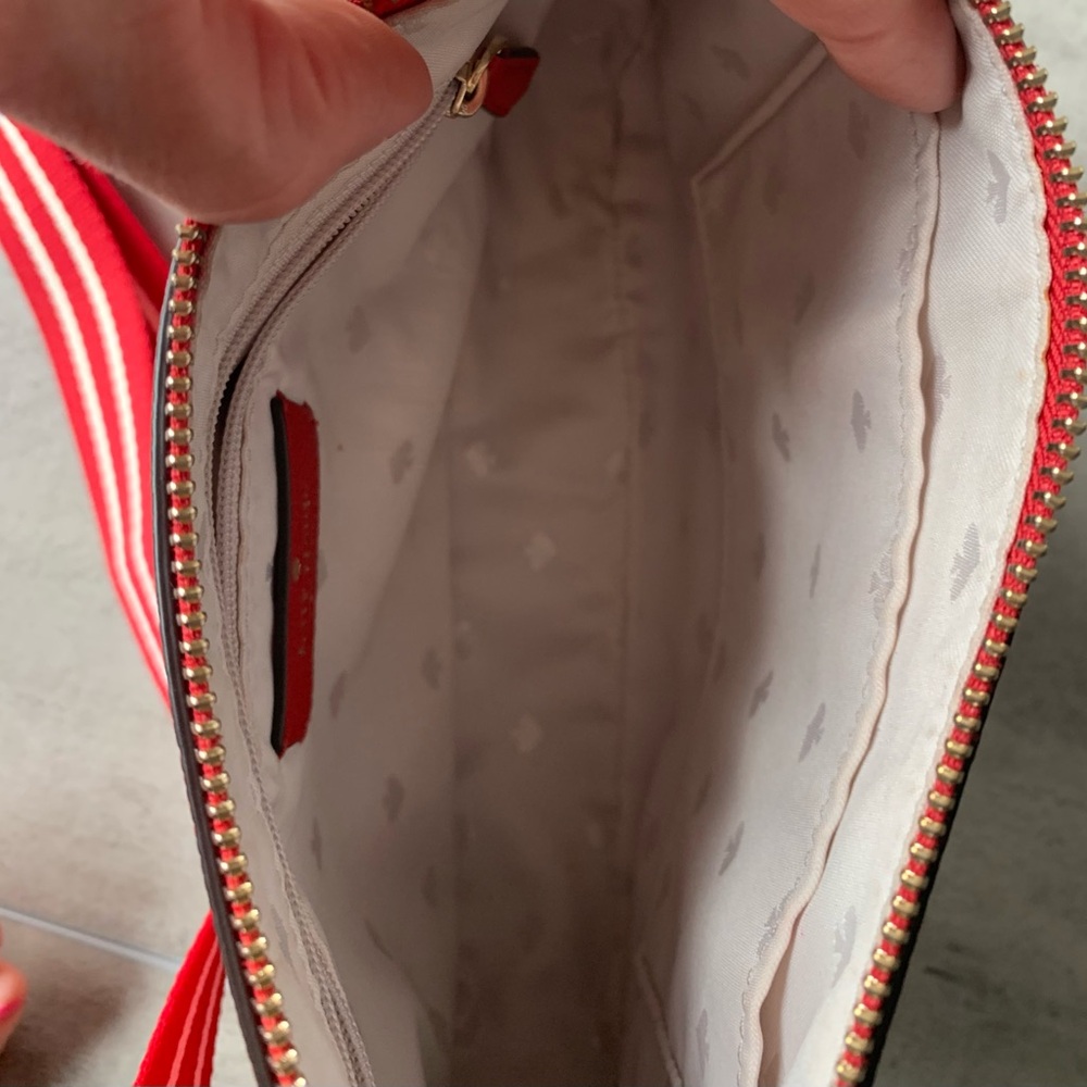 Kate Spade Red Crossbody Bag with Striped Strap~ Like New!! “Rosie” - Picture 5 of 6